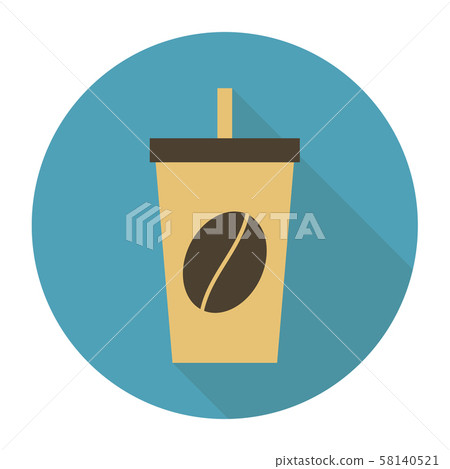 Disposable coffee cup icon with coffee beans logo, 58140521