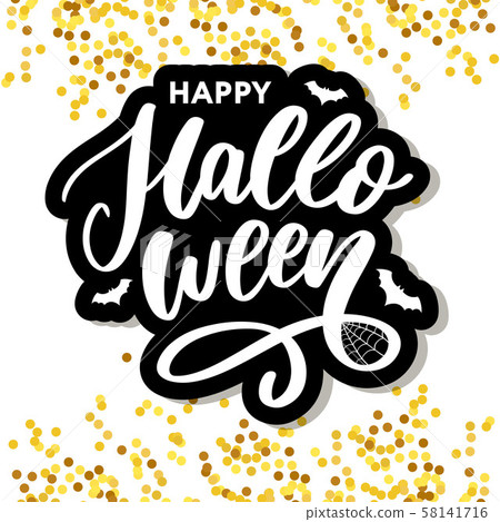 Happy Halloween Text Banner, Vector lettering Happy Halloween Text Banner, Vector lettering 58141716