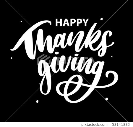 Happy thanksgiving brush hand lettering, isolated - Stock Illustration ...