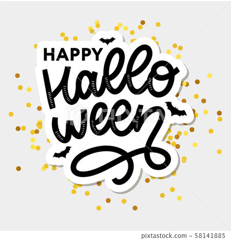Happy Halloween Text Banner, Vector lettering Happy Halloween Text Banner, Vector lettering 58141885