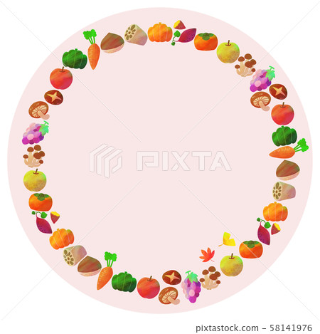 Autumn vegetables fall fruits round frame 58141976