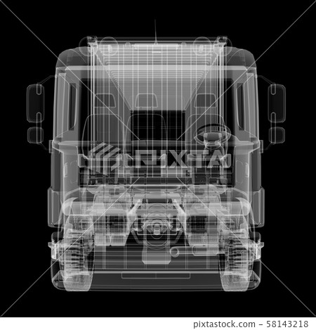 X-ray of heavy truck with semi-trailer on black... - Stock Illustration ...