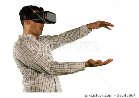 Young businessman using a VR headset 58143664