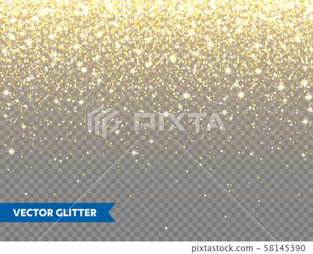 Sparkling Golden Glitter on Transparent Vector Background. Falling Shiny Confetti with Gold Shards Sparkling Golden Glitter on Transparent Vector Background. Falling Shiny Confetti with Gold Shards 58145390