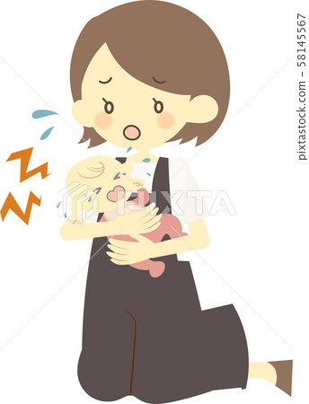Crying baby and troubled mother Crying baby and troubled mother 58145567