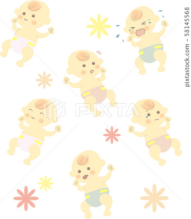 Various facial expressions set for babies Various facial expressions set for babies 58145568