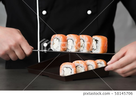 Sushi set on a plastic container Sushi set on a plastic container 58145706