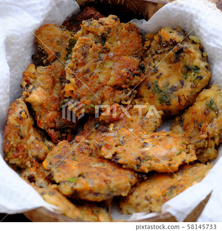 Close up fried vegan tofu pie for vegetarian dish 58145733