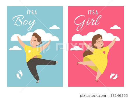 Baby Shower Announcement Cards Templates Set. 58146363