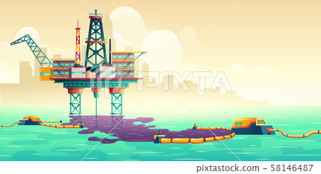 Oil spill liquidation technology vector concept 58146487