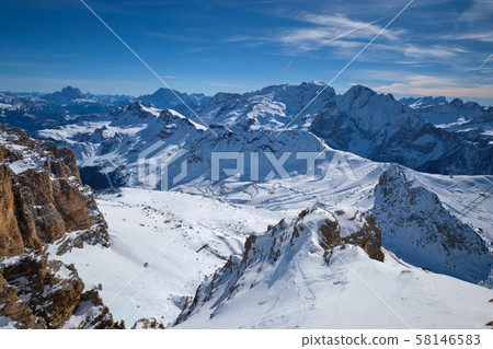 Ski resort in Dolomites, Italy Ski resort in Dolomites, Italy 58146583