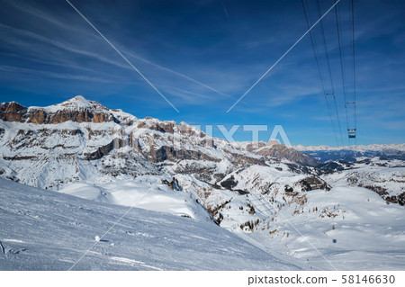 Ski resort in Dolomites, Italy 58146630