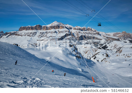 Ski resort in Dolomites, Italy Ski resort in Dolomites, Italy 58146632