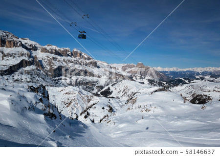 Ski resort in Dolomites, Italy 58146637