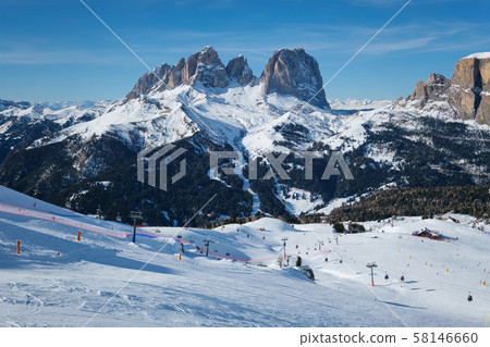 Ski resort in Dolomites, Italy 58146660