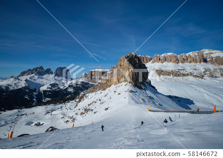 Ski resort in Dolomites, Italy 58146672
