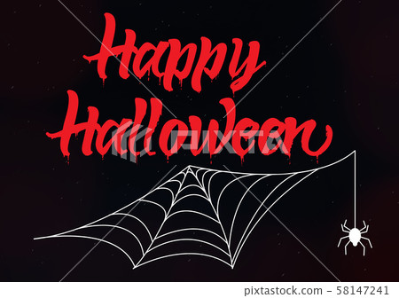 Happy Halloween greeting card with spider web... - Stock Illustration ...