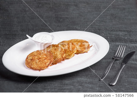 Draniki - potato fritters. potato pancakes  58147566