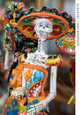 La Calavera Catrina -Mexican colorful traditional souvenirs. The symbol of the holiday of the day of La Calavera Catrina -Mexican colorful traditional souvenirs. The symbol of the holiday of the day of 58147879