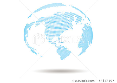 Blue Dot shape 3d world Map Design with Blue dot 58148597