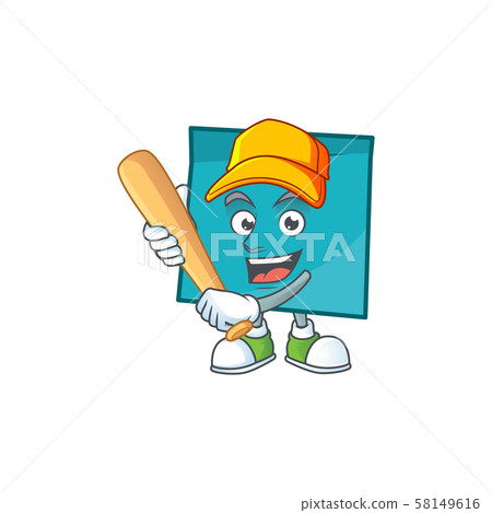Playing baseball rectangle sticker paper cartoon for work. Playing baseball rectangle sticker paper cartoon for work. 58149616