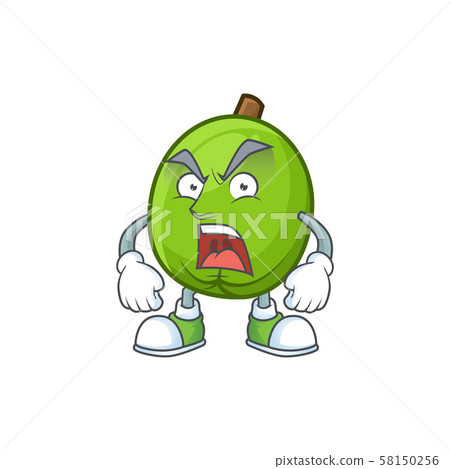 Angry casimiroa fruit cartoon character with mascot Angry casimiroa fruit cartoon character with mascot 58150256