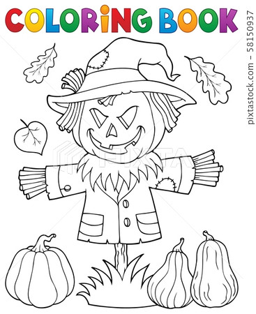 Coloring book scarecrow topic 1 Coloring book scarecrow topic 1 58150937