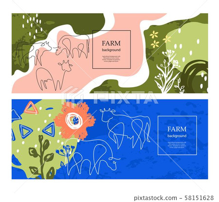 Sample for the design of dairy products. Set of horizontal agricultural banners. Sample for the design of dairy products. Set of horizontal agricultural banners. 58151628