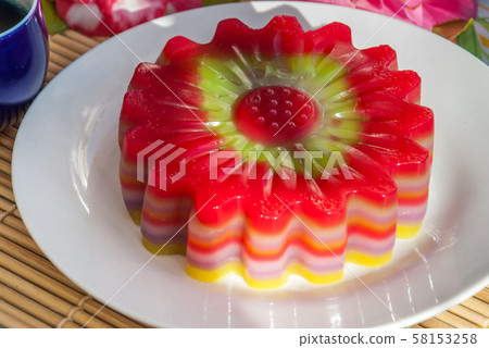 Thai dessert Layer Sweet Cake or Kanom Chan 58153258