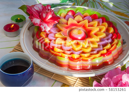 Thai dessert Layer Sweet Cake or Kanom Chan Thai dessert Layer Sweet Cake or Kanom Chan 58153261