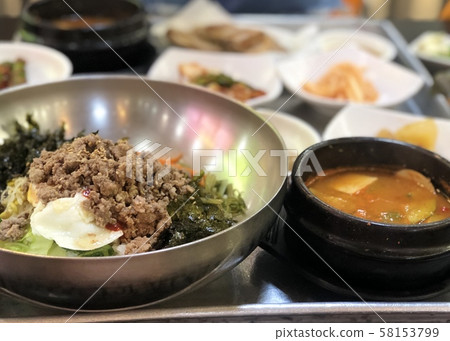 Bibimbap and miso soup 58153799