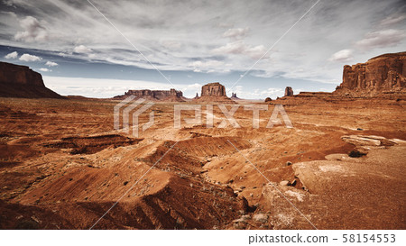 Retro stylized picture of Monument Valley arid 58154553