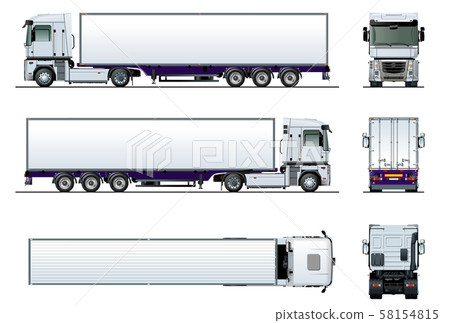 Vector cargo semi truck mockup isolated on white 58154815