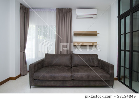 Leather sofa in modern living room 58154849