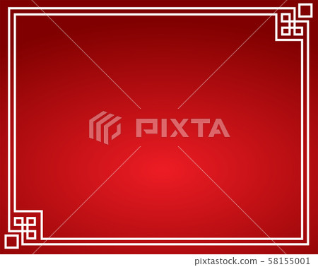 Chinese happy new year red boarder frame tree flower lantern and decoration design element vector illustration 58155001