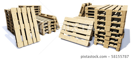 Brown pallet on white background (3D CG rendering digital illustration) Brown pallet on white background (3D CG rendering digital illustration) 58155787