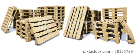 Brown pallet on white background (3D CG rendering digital illustration) Brown pallet on white background (3D CG rendering digital illustration) 58155789