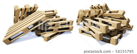 Brown pallet on white background (3D CG rendering digital illustration) 58155795