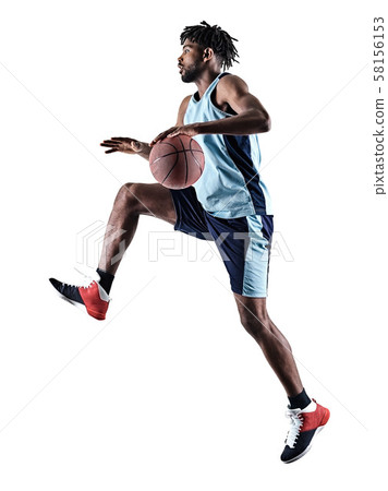 basketball player man isolated silhouette shadow 58156153