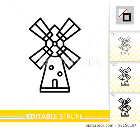 Windmill mill farm simple thin line vector icon - Stock Illustration ...