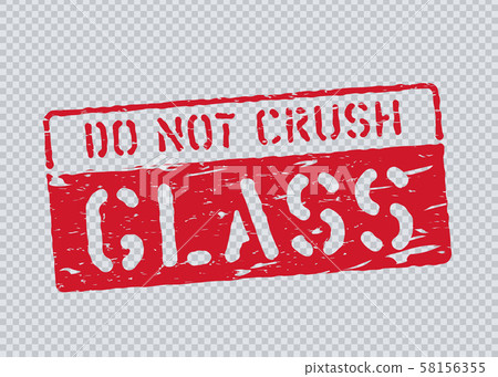Grunge glass pictogram on transparent background and alphabet. Do not crush box sign. Vector 58156355
