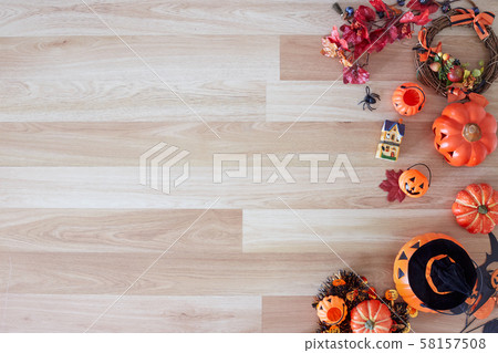 Collection of Halloween party objects forming a Collection of Halloween party objects forming a 58157508