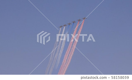 stormtroopers planes Su-25 fly in sky leaving stormtroopers planes Su-25 fly in sky leaving 58158039
