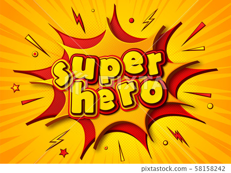 Comic poster with word Superhero in pop art style Comic poster with word Superhero in pop art style 58158242