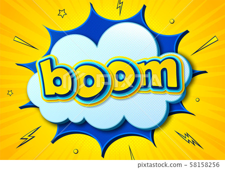 Comic poster with lettering Boom on thought bubble Comic poster with lettering Boom on thought bubble 58158256