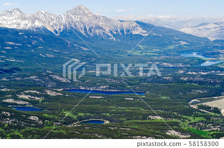 Aerial view of Jasper lakes from the top of Whistler mountain - Canada 58158300