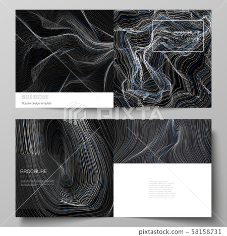 The black colored vector illustration layout of two covers templates for square design bifold The black colored vector illustration layout of two covers templates for square design bifold 58158731