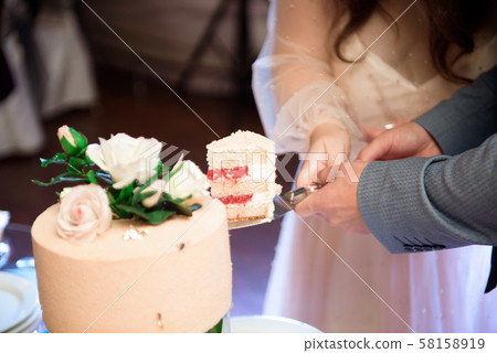 Wedding cake. Delicious sweet holiday buffet with desserts. 58158919