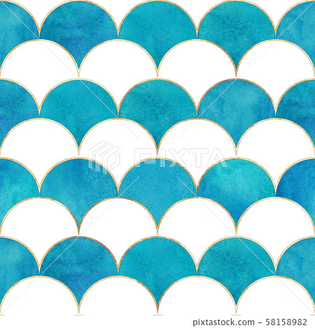Mermaid fish scale wave japanese seamless pattern Mermaid fish scale wave japanese seamless pattern 58158982