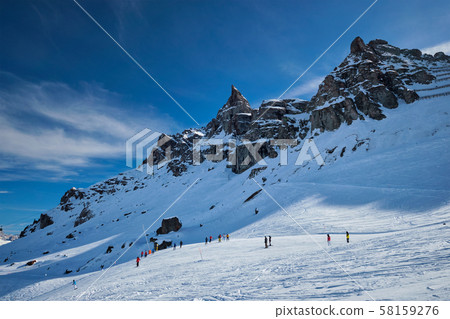 Ski resort in Dolomites, Italy 58159276